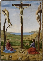 Kruisiging met Heilige Maria en Heilige Johannes Evangelist